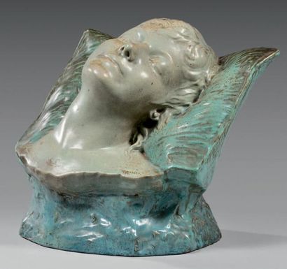 Manufacture Émile MULLER (Ivry-Paris) * Tête de femme endormie
Sculpture en grès...
