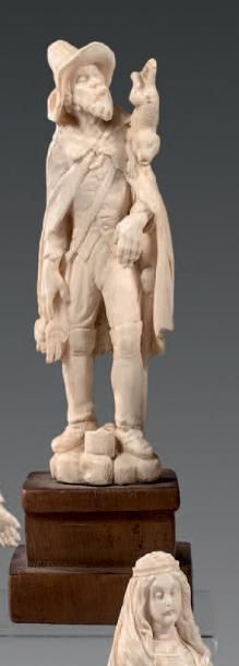 null Dresseur de singe en ivoire sculpté.
France, Dieppe, fin du XIXe siècle.
Hauteur:...