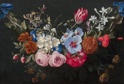 Pieter Gaspar VERBRUGGHEN l'ancien (Anvers 1635-1681) Guirlande de fleurs
Toile.
46...