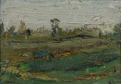 Eugène LEROY (1910-2000) Paysage, Toile signée en bas à droite 32 x 42,5 cm
