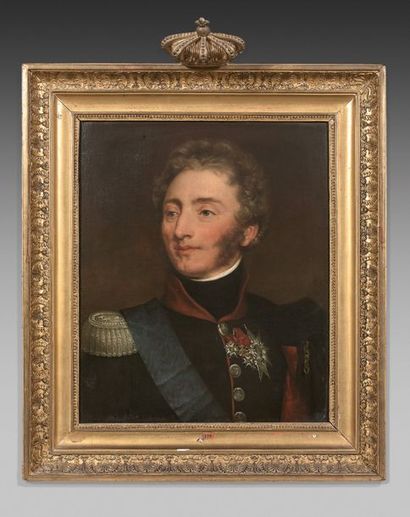 École française vers 1830 suiveur de Sir Thomas Lawrence Portrait du Duc de Richelieu
Toile.
56...