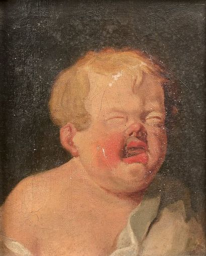 École Française du XIXe siècle Tête de caractère figurant un bébé en pleurs
Huile...