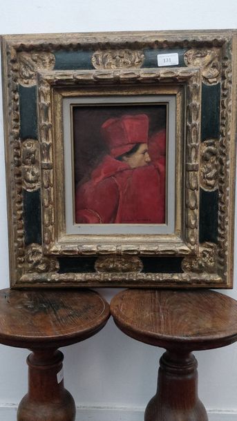 François FLAMENG (1856-1923) Portrait d'un cardinal de profil
Huile sur toile, signée...