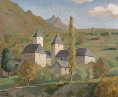 Ramiro Arrue (1892-1971) Village de montagne
Huile sur panneau, signé en bas à gauche.
33...
