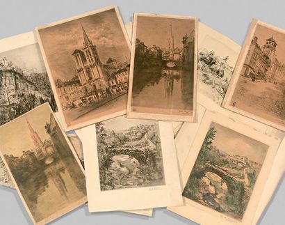 Pierre-Antoine CLUZEAU (1884-1963) *Importante réunion de gravures diverses: paysages,...