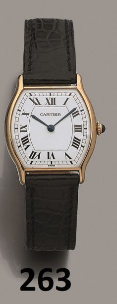 CARTIER, TORTUE, circa 1980 Montre bracelet d'homme en or jaune 750 millièmes de...