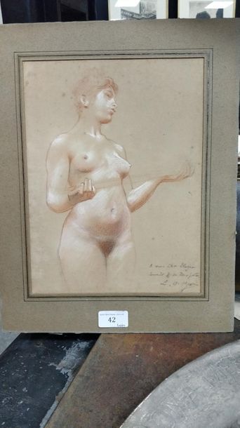 Luc Olivier MERSON (1846-1920) *Étude nu féminin
Sanguine et pierre blanche sur traits...