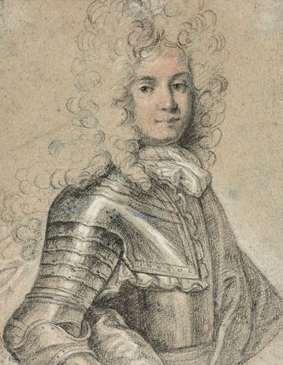 ECOLE FRANÇAISE DE LA FIN DU XVIIÈME SIÈCLE Portrait d'homme en buste
Pierre noir...