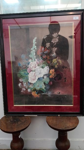 E. ROSIMIRO (XX) Bouquet fleuri
Gouache sur papier, signée en bas à droite.
62 x...