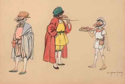LOUIS PELTIER (1885-1946) Étude de costumes: Époque médiévale et Comédia del Arte
Suite...