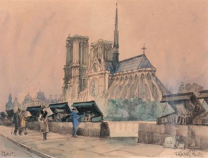 FRANK WILL (1900-1951) Notre-Dame, depuis le quai de Montebello
Dessin à l'aquarelle...