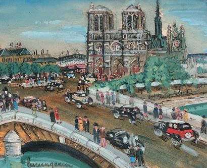 Lucien GENIN (1894-1953). Notre-Dame, le Pont au Double
Dessin à l'aquarelle et à...