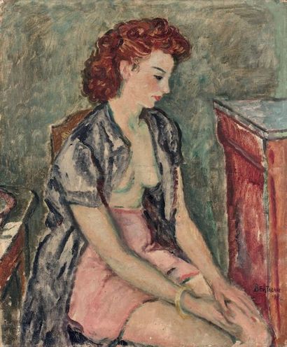 Albert BERTALAN (1899-1957) Femme à sa toilette (Hélène BROUAY), 1944
Huile sur toile,...