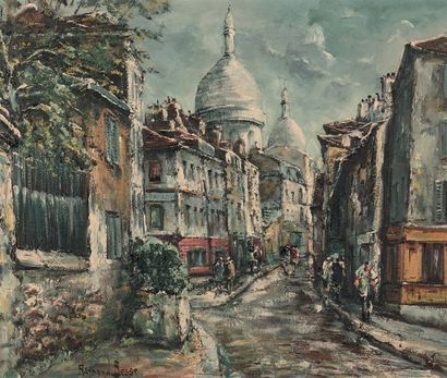 Raymond BESSE (1899-1969) Montmartre, rue Norvins
Huile sur toile, signée en bas...