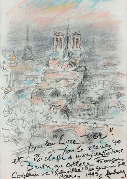 André HAMBOURG (1909-1999) Paris, Notre-Dame, la tour Eiffel, 1993
Dessin au pastel,...