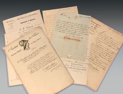 CHAUVIN (Charles). Réunion de documents et lettres autographes manuscrits relatifs...