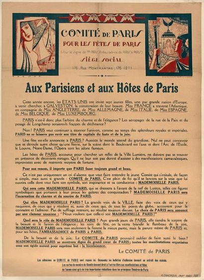 null RÉUNION D'AFFICHES. Comité de Paris, pour l'élection de Mademoiselle Paris,...
