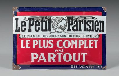 null PLAQUE PUBLICITAIRE
Métal émaillé, portant l'inscription " Le Petit Parisien,...