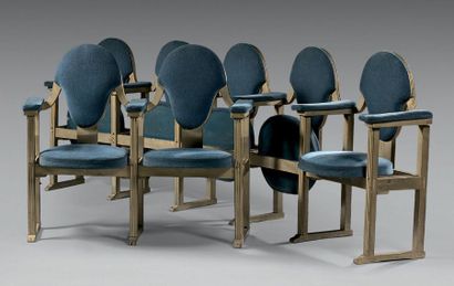 Armand-Albert RATEAU (1882-1938) - LANVIN DÉCORATION Suite de deux et cinq fauteuils...