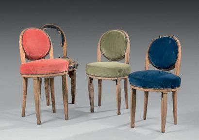 Armand-Albert RATEAU (1882-1938) - LANVIN DÉCORATION Quatre chaises d'appoint de...