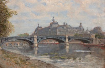 C. VILLAIN, ÉCOLE FRANÇAISE DU DÉBUT DU XXe SIÈCLE Ancien Pont de Solférino, hôtel...