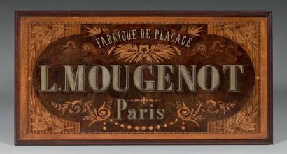 null ENSEIGNE DE FABRIQUE DE PLACAGES " MOUGENOT "
Bois plaqué, marqueté, de forme...