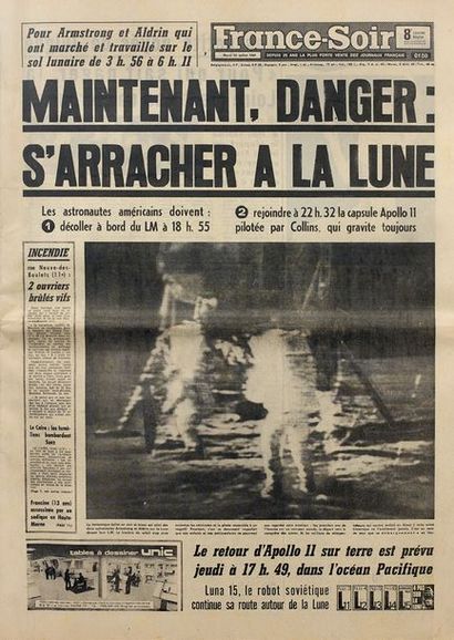 null UN NUMÉRO DE FRANCE-SOIR DU 22 JUILLET 1969:
Maintenant, Danger: S'arracher...