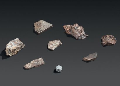 null RÉUNION DE MÉTÉORITES . Un talon de météorite de type chondrite H5,
La Amargosa,...