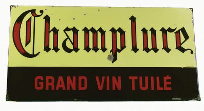 null CHAMPLURE Enamelled plate for Champlure wines.
Format: rectangular, flat, with...