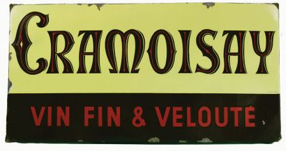 null CRAMOISAY Enamelled plate for Cramoisay wines.
Format: rectangular, flat, with...