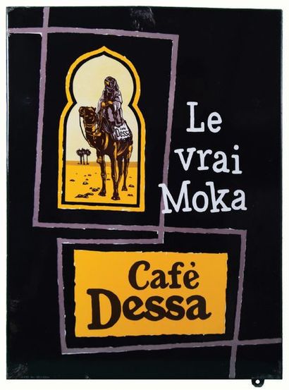 null DESSA Très belle plaque émaillée pour les cafés Dessa.
Illustration: bédouin...