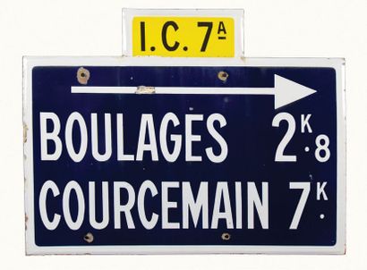 null BOULAGES - COURCEMAIN Panneau routier indicateur, direction Boulages - Courcemain,...