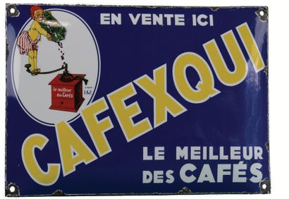 null EXQUI Plaque émaillée pour le café Exqui (Cafexqui).
Format: rectangulaire,...