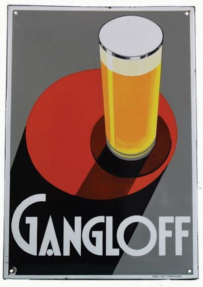 GANGLOFF Plaque émaillée pour la Bière Gangloff.
Bière...