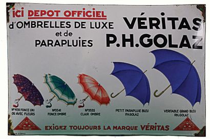 null P.H GOLAZ Plaque émaillée pour les parapluies P.H. Golaz.
Format: rectangulaire,...