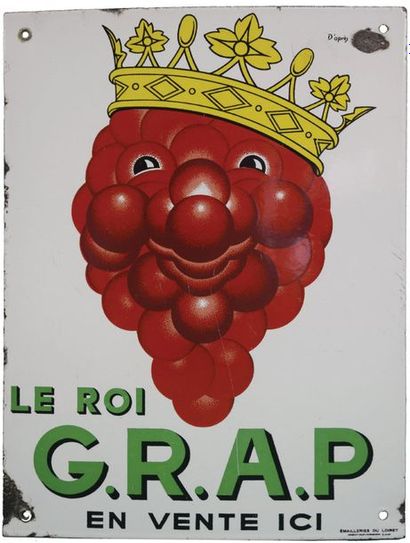 null G.R.A.P Small enamelled plate for G.R.A.P. wines.
Size: rectangular.
Illustration:...