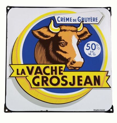 null GROSJEAN Plaque émaillée La Vache Grosjean, crème de gruyère.
Format: Carré,...