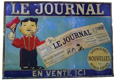 null LE JOURNAL Tôle emboutie et lithographiée pour le quotidien Le Journal.
Le Journal,...