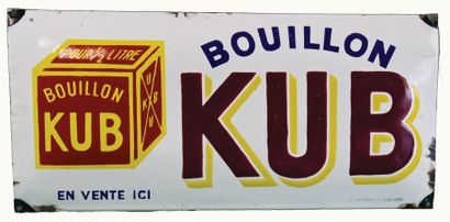null KUB Plaque émaillée pour le Bouillon Kub.
Format: rectangulaire, bombé.
Procédé:...