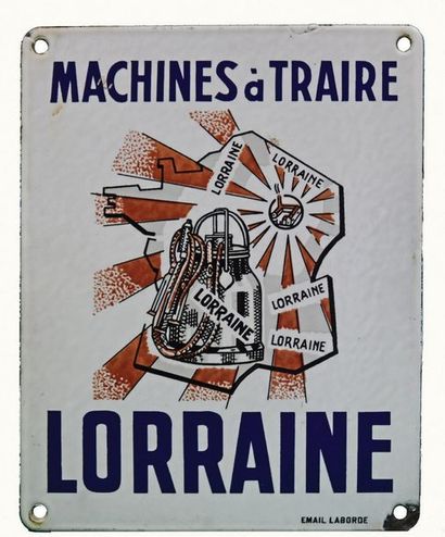 null LORRAINE Plaque émaillée pour les machines à traire Lorraine.
Format: rectangulaire,...