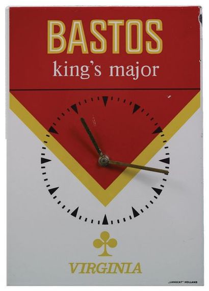 null BASTOS Enamelled sheet metal clock for Bastos cigarettes.
Format: rectangular,...