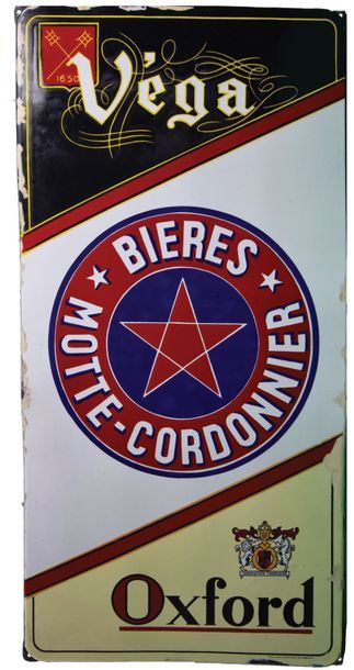 null MOTTE CORDONNIER Plaque émaillée pour la brasserie Motte-Cordonnier et les bières...