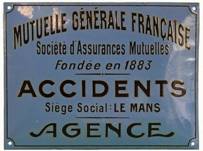null MUTUELLE GENERALE FRANCAISE Enamelled plaque for the Mutuelle Générale Française.
This...