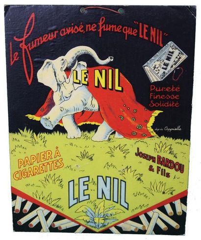 null LE NIL Advertising cardboard for Le Nil paper.
Format: rectangular.
Illustration:...