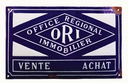 null ORI Enamelled plate for Ori real estate.
Format: rectangular, flat, curved.
Lettering:...