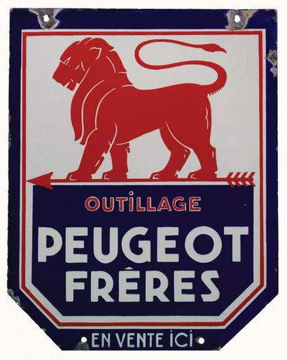 null PEUGEOT FRÈRES Plaque émaillée, pour l'outillage Peugeot Frères.
Format: rectangulaire,...