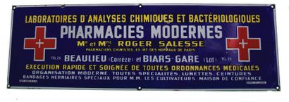 null PHARMACIE SALESSE Amazing enamelled plaque for the Modern Pharmacy of Mr. and...