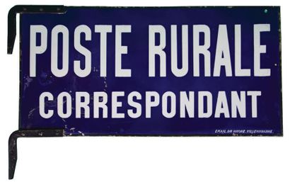 null RURAL POSTE Enamelled plaque, sign for rural post office correspondent.
Format:...