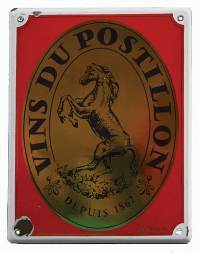 null POSTILLON Enamelled plate for the Wines of Le Postillon.
Raised horse model.
Format:...