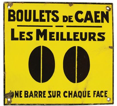 null BOULETS DE CAEN Plaque émaillée pour les Boulets de Caen.
Format: rectangulaire,...
